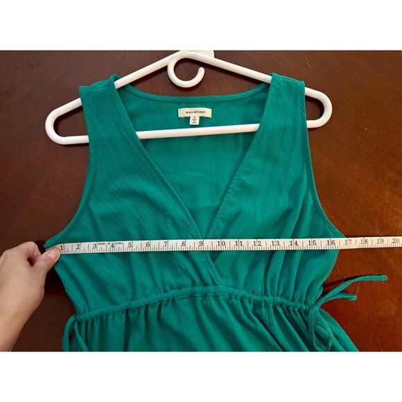 Max Studio Sleeveless V-Neck Tiered Maxi Peasant Dress in Green Size Small - Picture 9 of 10